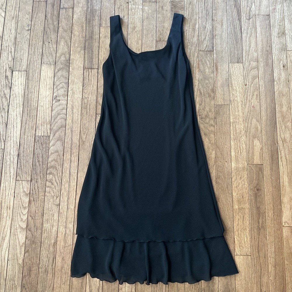 Ann Hobbs for Cattiva Dress Womens 6 Layered Chiffon Hem Black 90s Evening